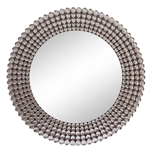 Crystal Beaded Black Round Shaped Mirror XRY17150